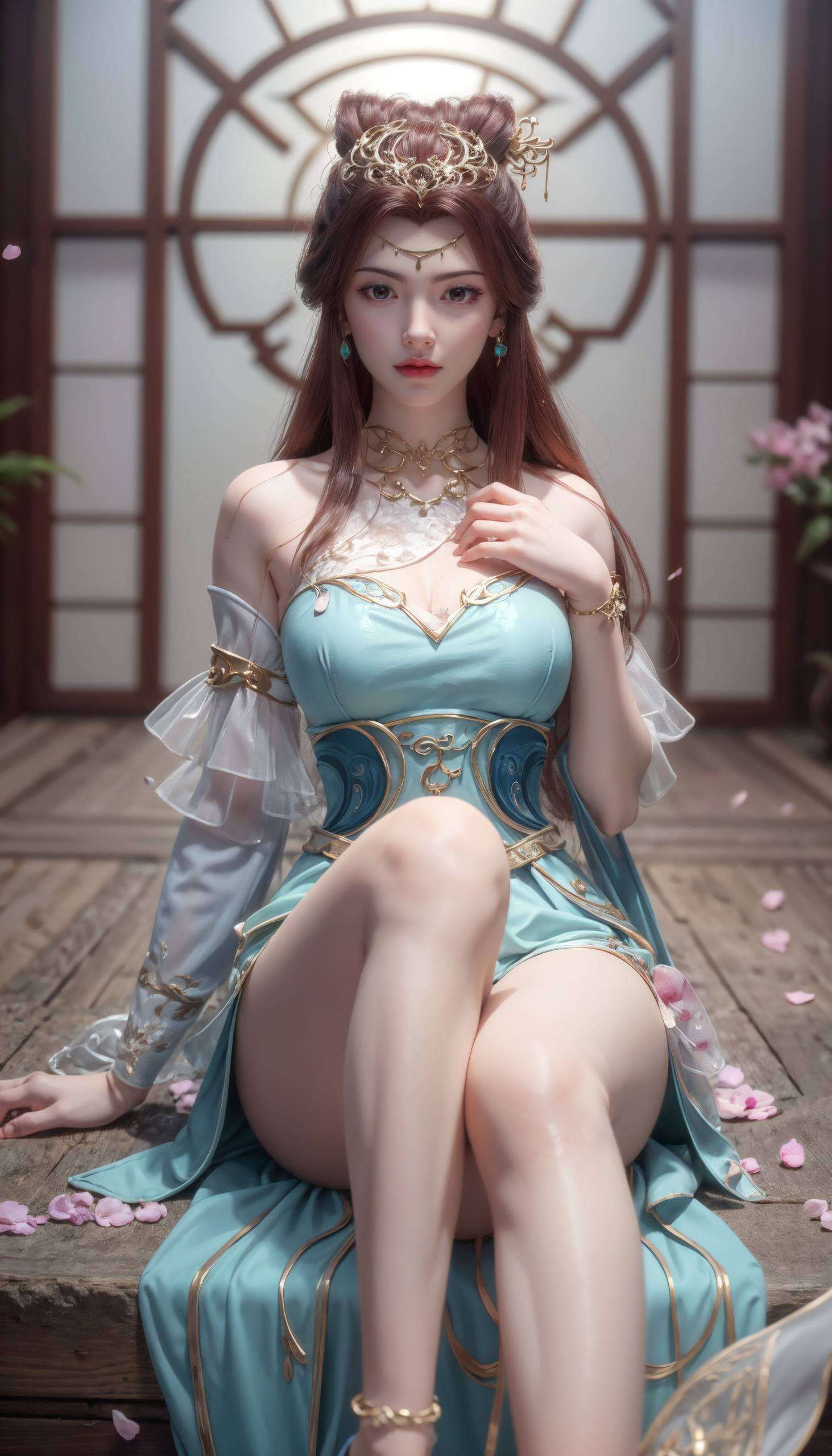 闲庭中的她优雅而神秘