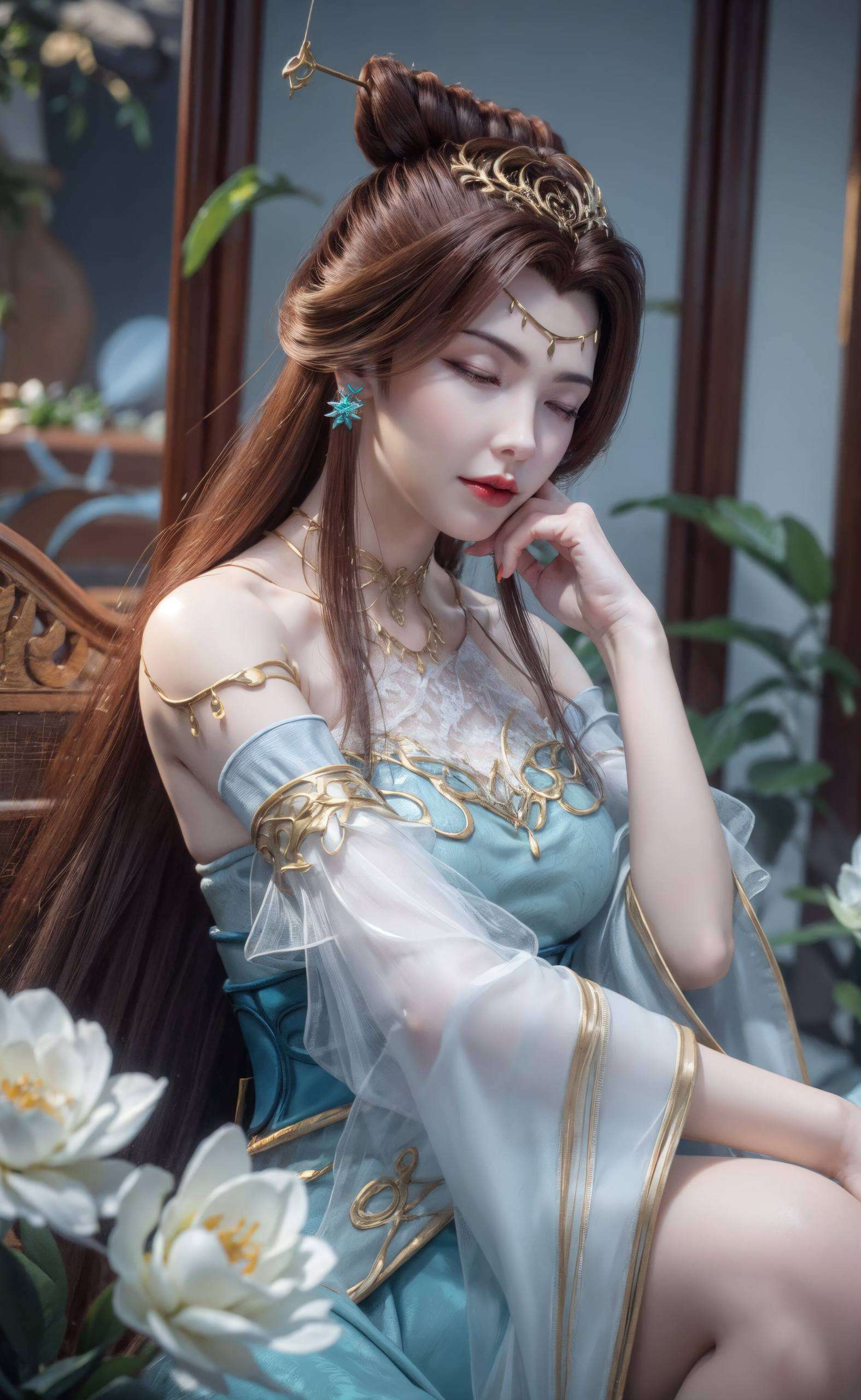 在闲庭的静谧中她是国漫中的女神