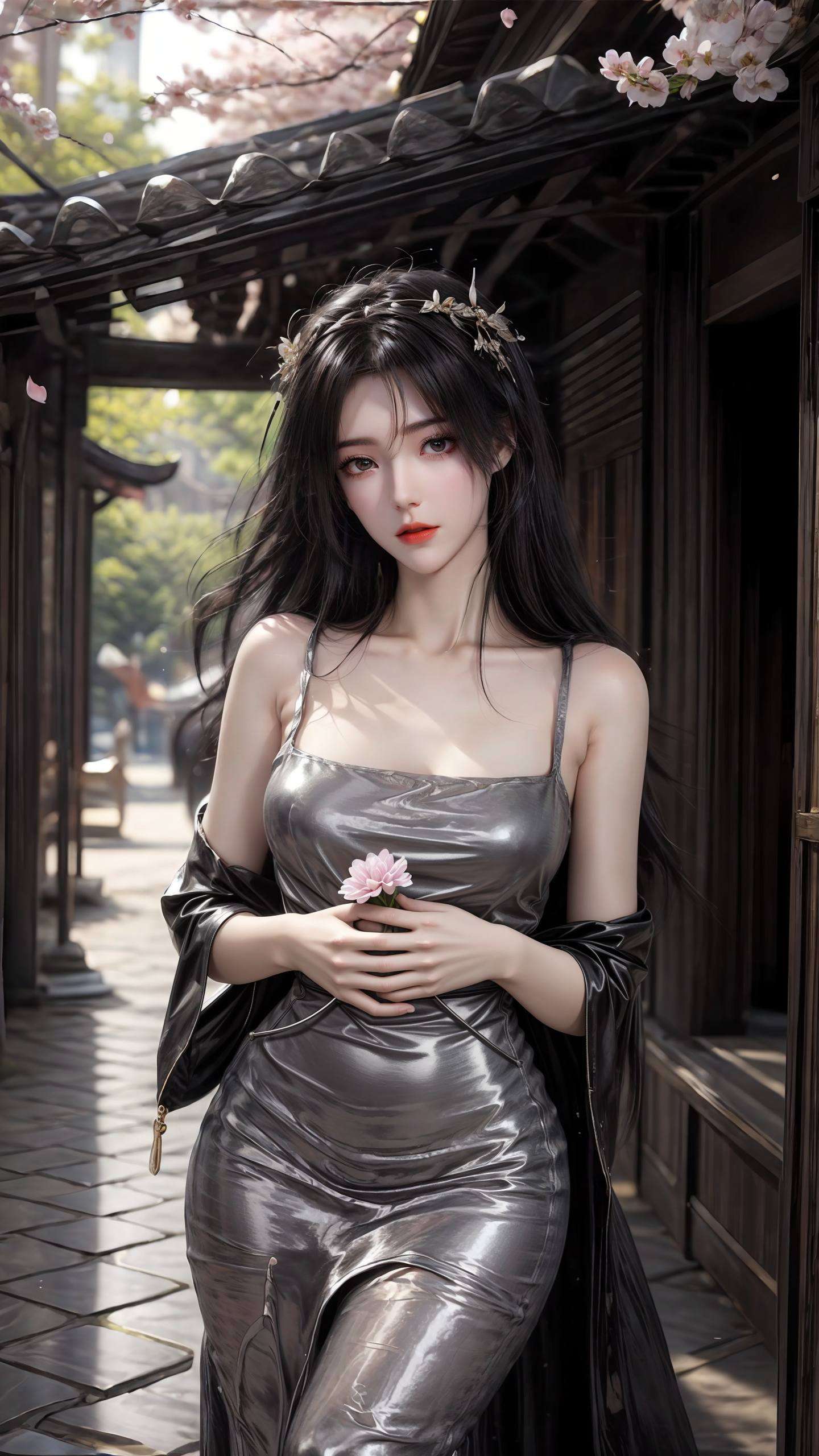 在完美世界的玄幻天地间她的长发随风飘扬
