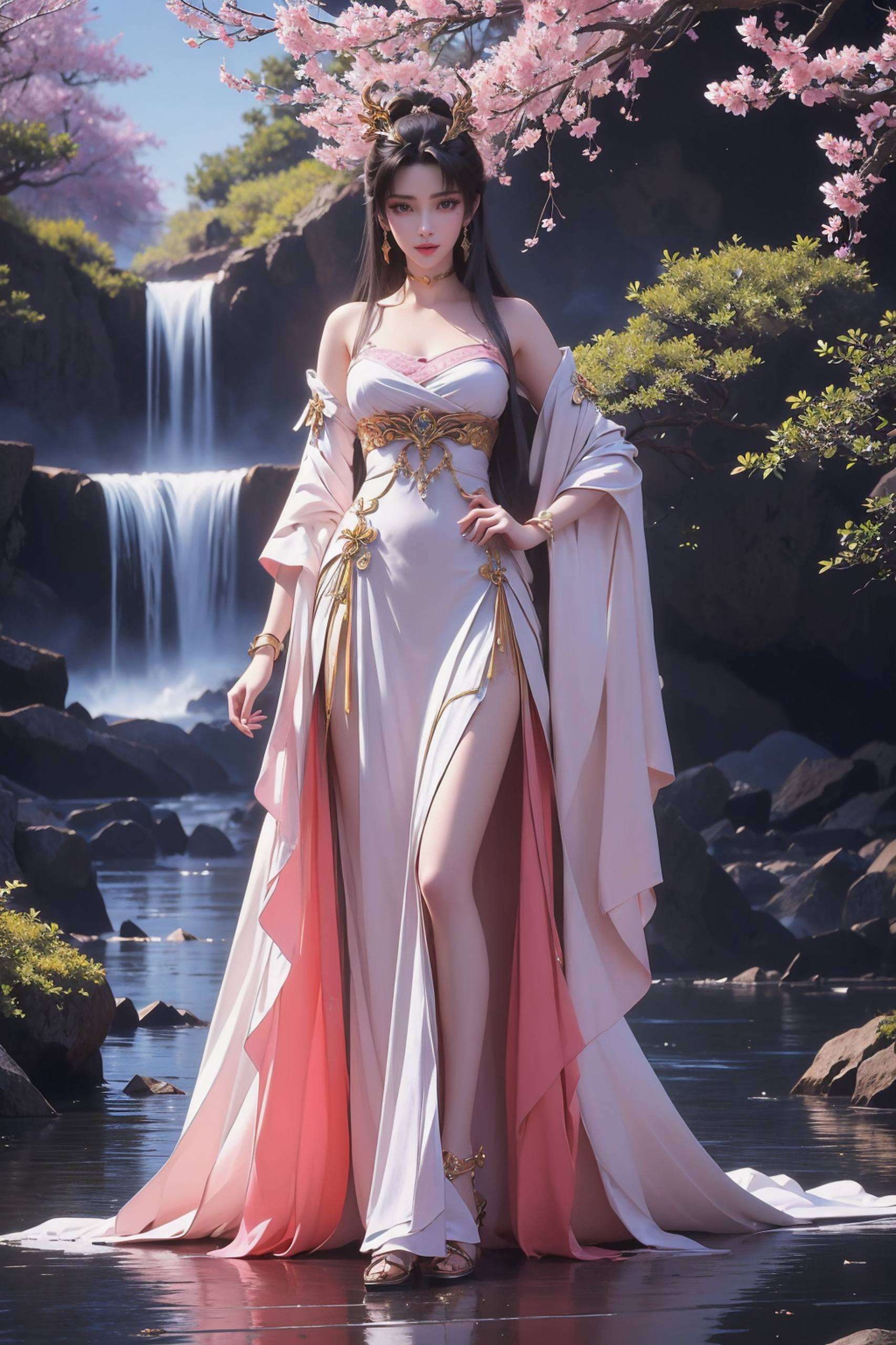 屏幕上的她正用那双魅惑的眼睛看着你这位来自完美世界的国漫女神